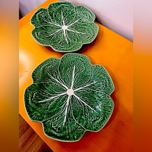 Bordallo Pinheiro Cabbage Green Dinner Plate, Set of 2